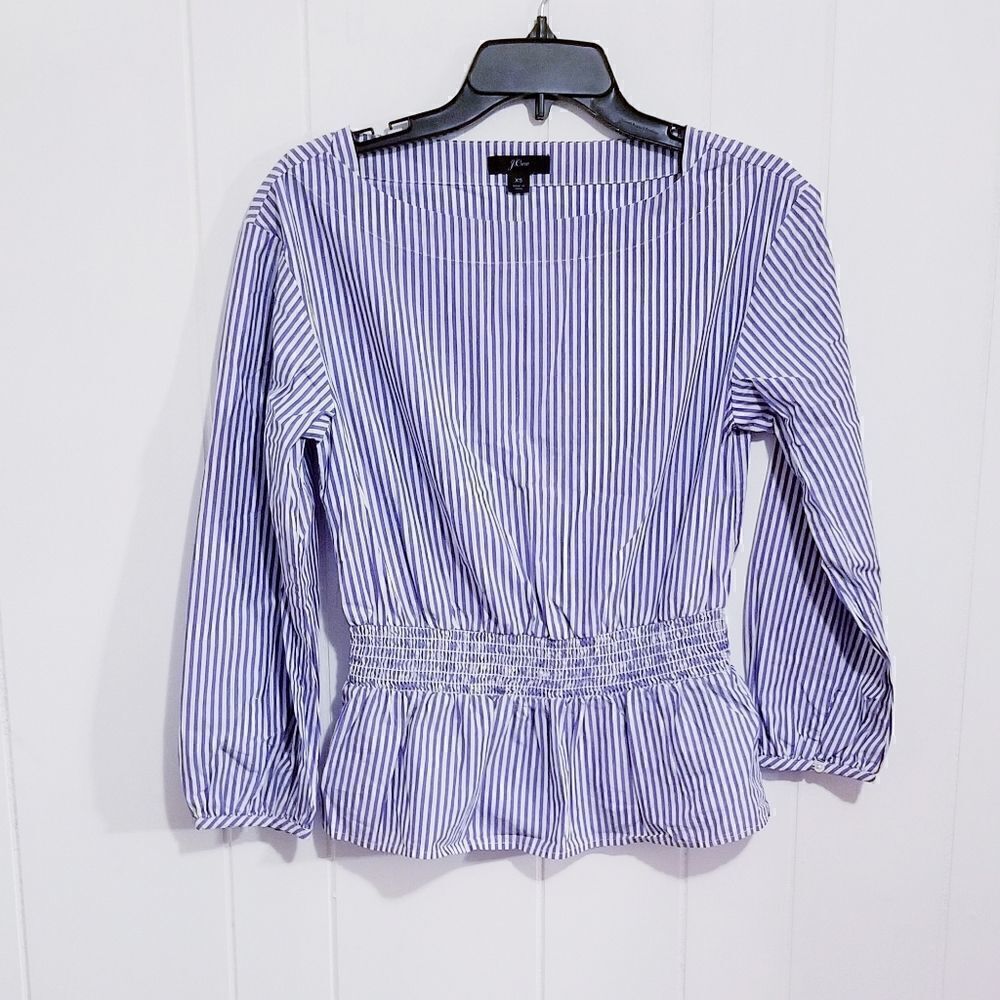 J. Crew Womens blue and white stripe top size XS‎